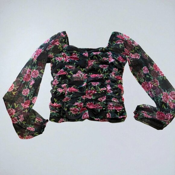 Long Sleeve Floral Girls Blouse - Picture 1 of 4
